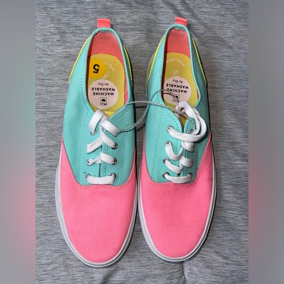 24. Sperry Multi-Colored Women’s Sneakers Size 5 green pink - Picture 1 of 4